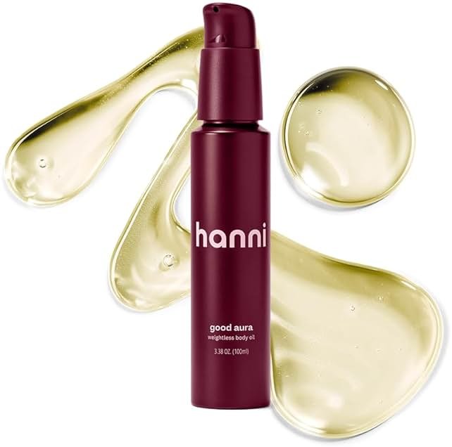 HANNI Good Aura Dry Body Oil, Lightweight After-Shower Moisturizer with Jojoba, Coconut, Baobab, and Buriti Oils, Non-Greasy Skincare for Soft Skin, 100 mL / 3.38 oz - Product Image