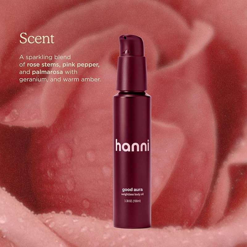 HANNI Good Aura Dry Body Oil, Lightweight After-Shower Moisturizer with Jojoba, Coconut, Baobab, and Buriti Oils, Non-Greasy Skincare for Soft Skin, 100 mL / 3.38 oz - Image 7