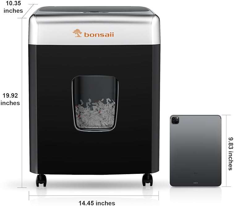 Bonsaii Paper Shredder for Office, 120-Sheet Autofeed Heavy Duty Shredder for Home Office Use, 30 Minutes/Micro Cut/P-4 High Security Level/6 Gallon Large Bin - Image 9