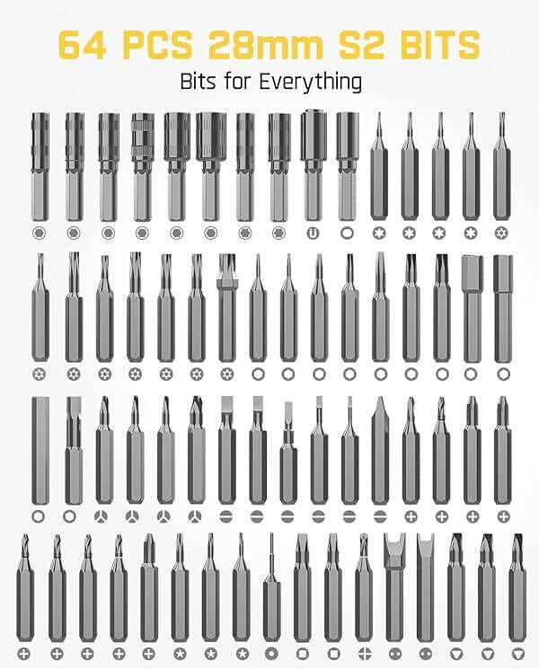 Fanttik Electric Screwdriver Kit, Precision Screwdriver Set, 64 Magnetic Bits, 12 Types Fix Tools, 0.05/0.2 N.m, Repair Tool for Phone Laptop Watch Electronics - E1 NEX Workstation - Image 7