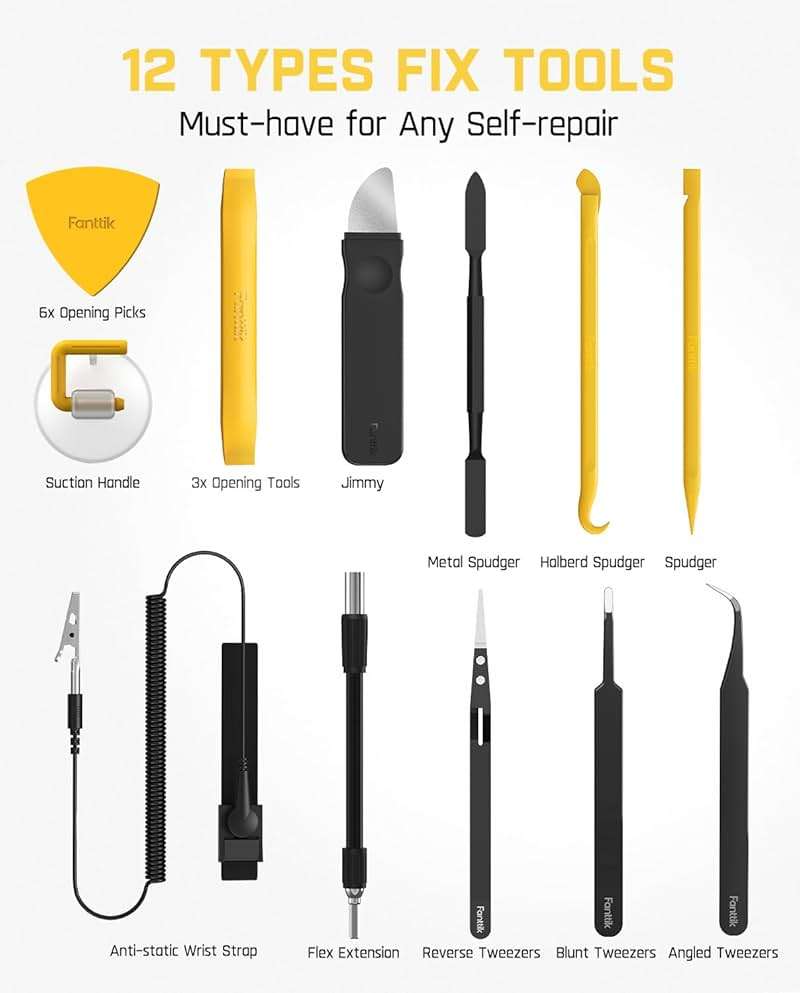 Fanttik Electric Screwdriver Kit, Precision Screwdriver Set, 64 Magnetic Bits, 12 Types Fix Tools, 0.05/0.2 N.m, Repair Tool for Phone Laptop Watch Electronics - E1 NEX Workstation - Image 8