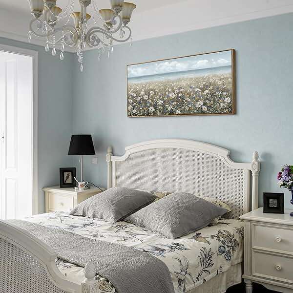 amatop Large Wall Art for Living Room Framed Boho Beach Coastal Floral Ocean Wall Picture Farmhouse Daisy Flower Sea Canvas Print Nautical Neutral Vintage Warm Artwork Home Bedroom Office Decor 48x24 - Image 6