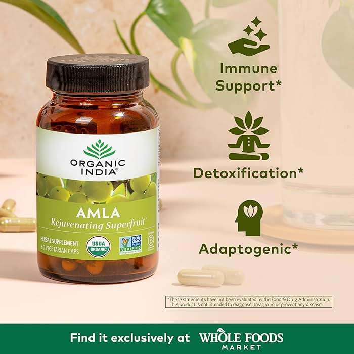 ORGANIC INDIA Amla Capsules Organic - Indian Gooseberry Herbal Vitamin Supplement, Amla Supplement, Immune Support, Vegan, Gluten-Free, Ayurvedic, Antioxidant, Non-GMO - 60 Capsules - Image 2