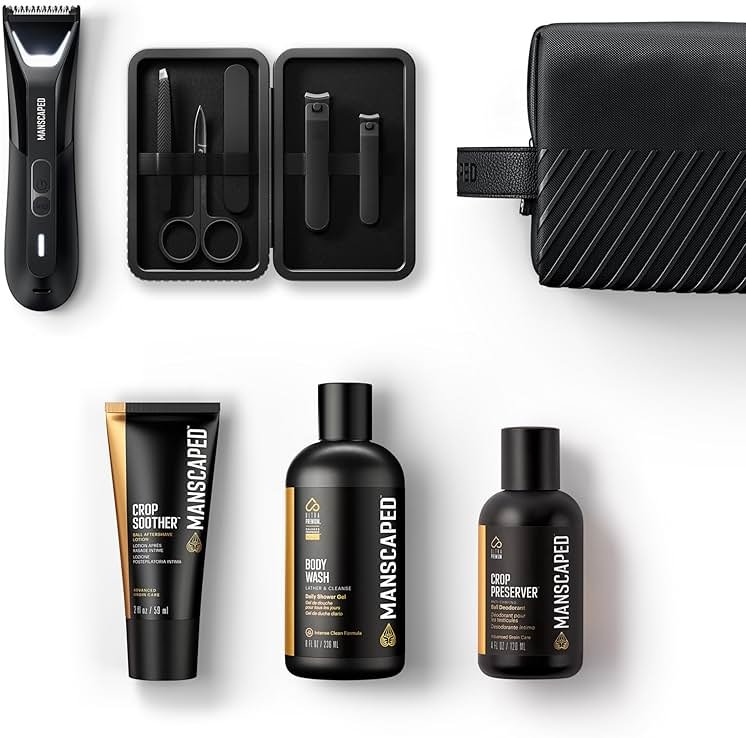 MANSCAPED® The Premier Package 5.0 Ultra, with The Lawn Mower® 5.0 Ultra Men's Groin & Body Hair Trimmer, Shears 3.0, Crop Preserver® Ball Deodorant, Refined® Body Wash, Crop Soother™, Shed 2.0 - Product Image