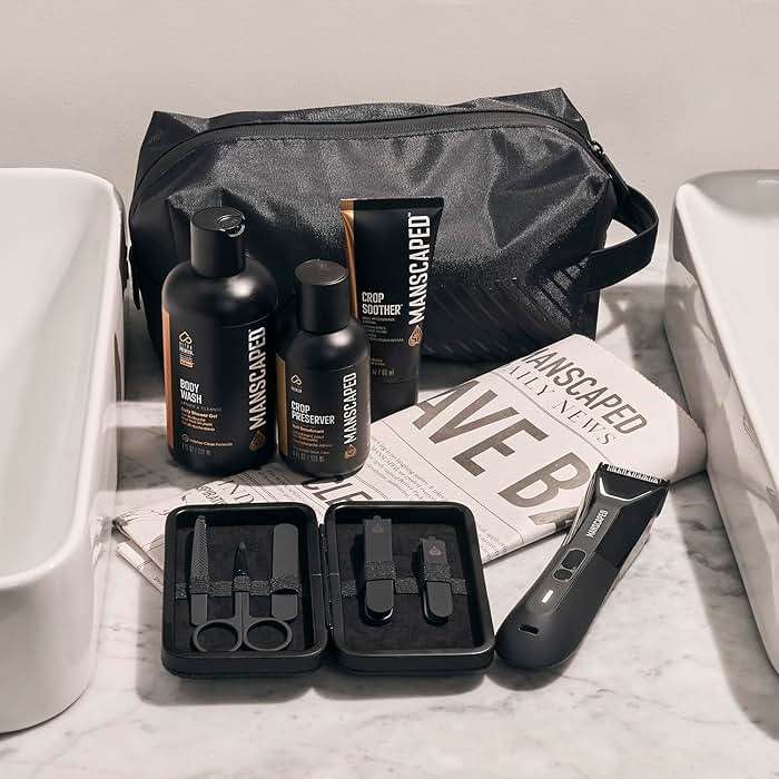 MANSCAPED® The Premier Package 5.0 Ultra, with The Lawn Mower® 5.0 Ultra Men's Groin & Body Hair Trimmer, Shears 3.0, Crop Preserver® Ball Deodorant, Refined® Body Wash, Crop Soother™, Shed 2.0 - Image 2