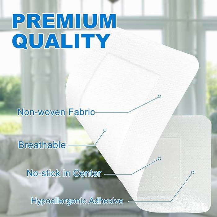 Ceeport Island Dressing Bordered Gauze 4"x10", 25 Individually Packed Non-Stick Pad in Center with Adhesive Border,Soft & Highly Absorbent Medical Grade Dressing Gauze Pad for Wound Care and First Aid - Image 3