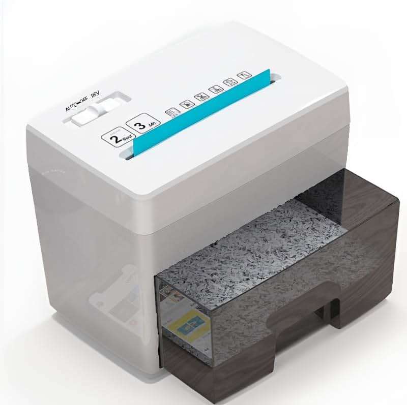 Micro Cut Paper Shredder for Home Office - Mini Electric Desktop Shredder with Cross-Cut, Confidential Document Security for Private/Individual Offices, White & Space-Saving - Image 1
