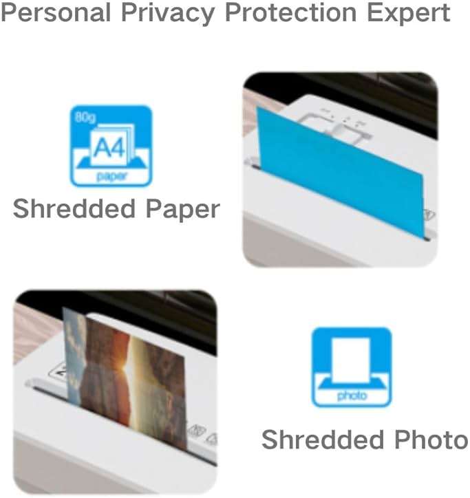 Micro Cut Paper Shredder for Home Office - Mini Electric Desktop Shredder with Cross-Cut, Confidential Document Security for Private/Individual Offices, White & Space-Saving - Image 7