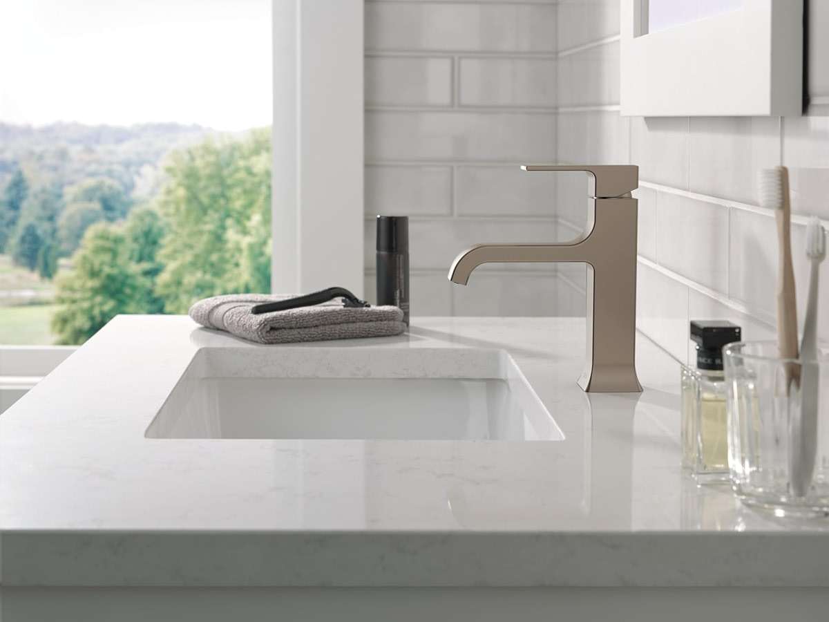 Delta Velum Brushed Nickel Bathroom Faucet 1 Hole, Single Hole Bathroom Sink Faucet for Vanity, Metal Push-Pop Drain Assembly, Stainless 539-SSMPU-DST - Image 2