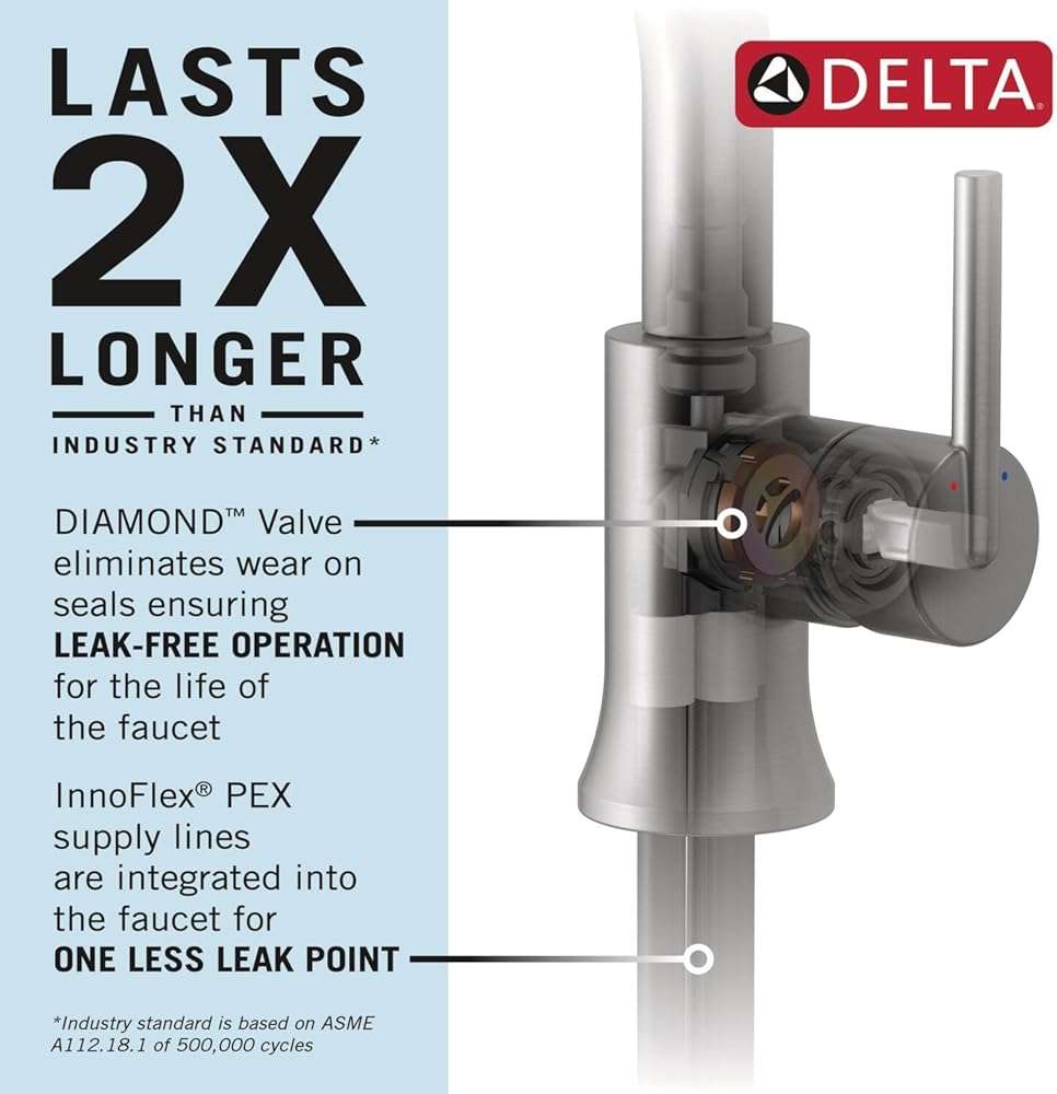 Delta Velum Brushed Nickel Bathroom Faucet 1 Hole, Single Hole Bathroom Sink Faucet for Vanity, Metal Push-Pop Drain Assembly, Stainless 539-SSMPU-DST - Image 4