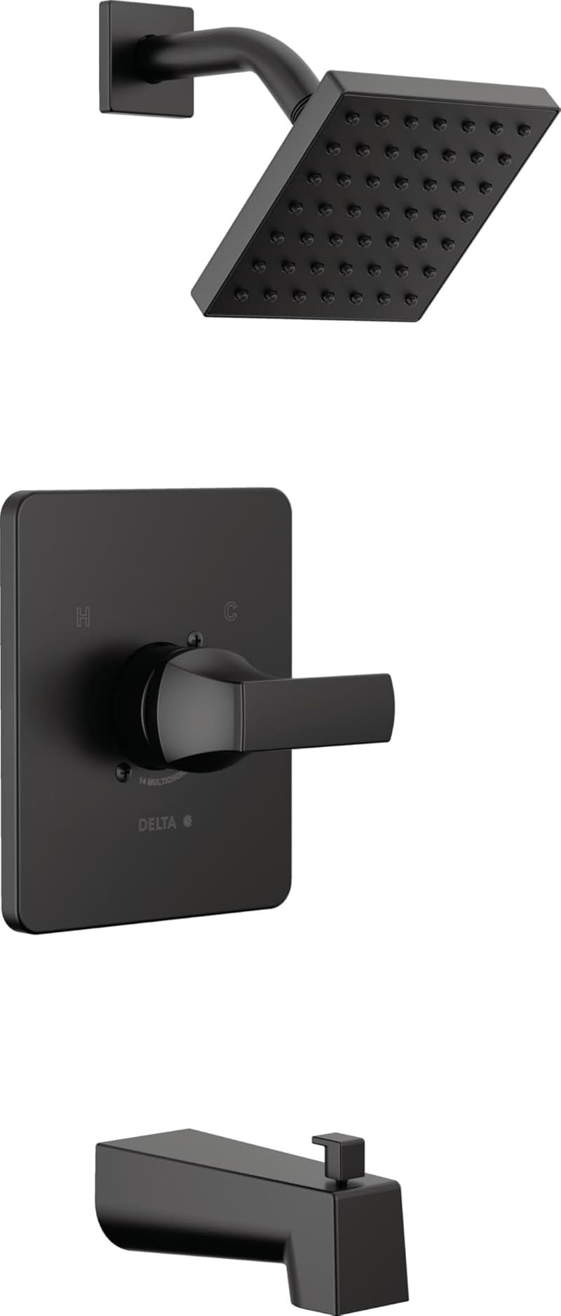 Delta Faucet Velum 14 Series Single-Function Black Tub and Shower Faucet Set, Valve Trim Kit, Shower Handle, Delta Shower Trim Kit, Shower Set, Matte Black T14437-BL (Valve Not Included) - Product Image