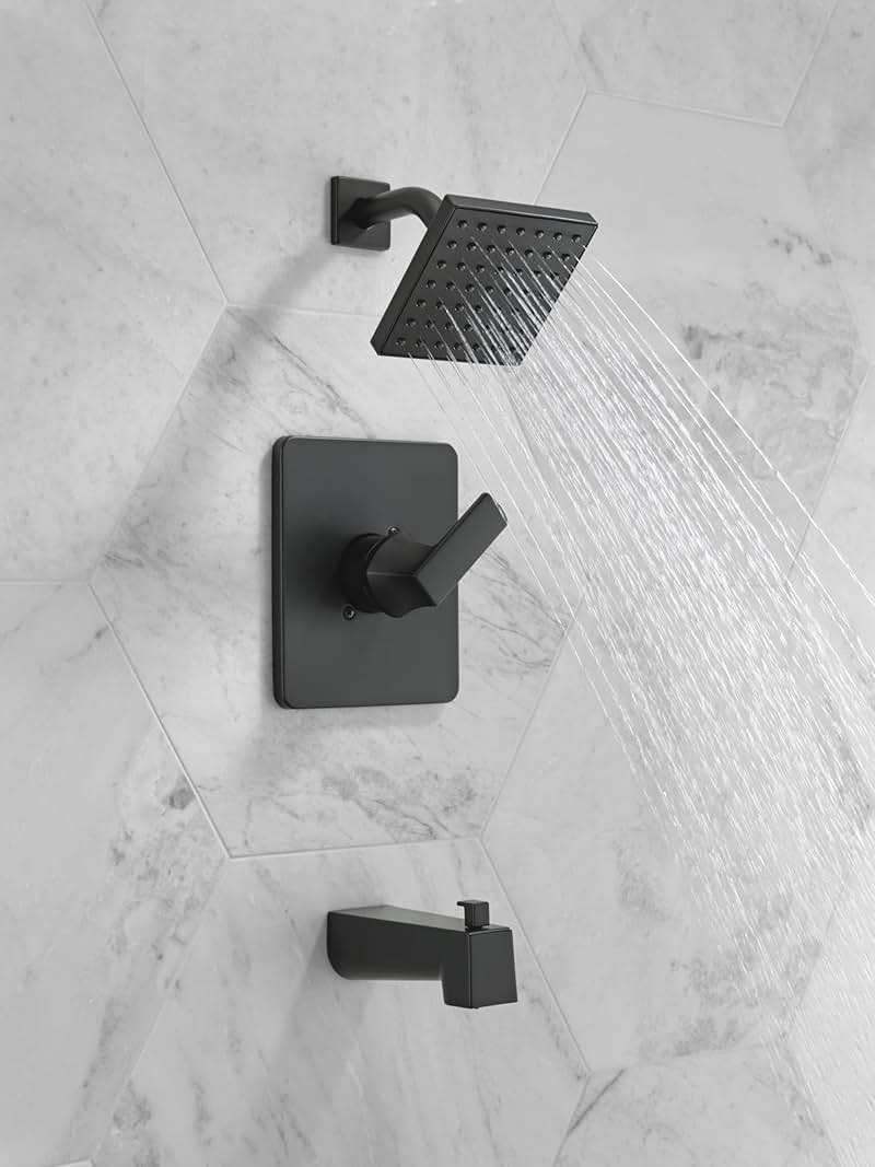 Delta Faucet Velum 14 Series Single-Function Black Tub and Shower Faucet Set, Valve Trim Kit, Shower Handle, Delta Shower Trim Kit, Shower Set, Matte Black T14437-BL (Valve Not Included) - Image 2
