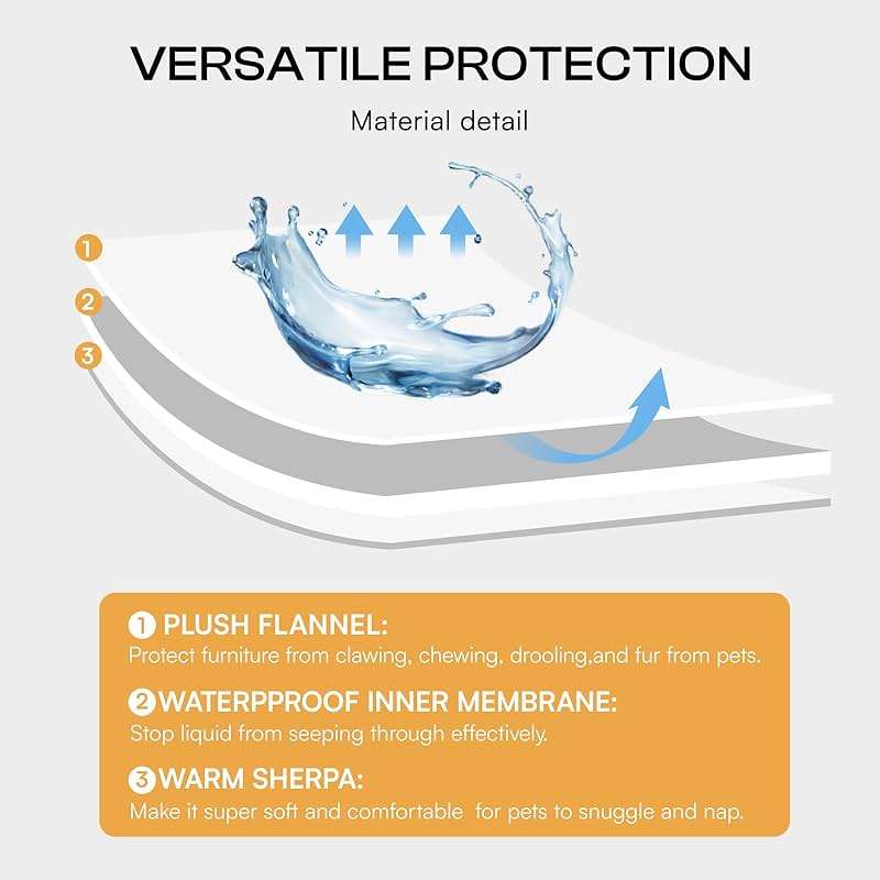 Luciphia Waterproof Pet Blankets, Liquid Pee Proof Dog Blanket for Sofa Bed Couch, Reversible Sherpa Fleece Furniture Protector Cover for Small Medium Large Dogs Cats, Dark Gray King Size(100" x 85") - Image 4