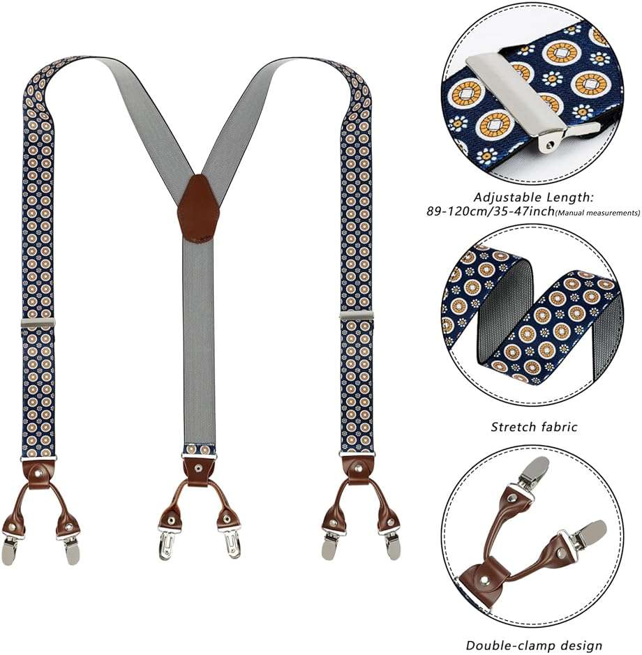 PAPA LEGGENDA Suspenders for Men with Strong Clips, 1.4 Inches Wide Heavy Duty Men's Suspenders Y-Back for Work Jeans - Image 3