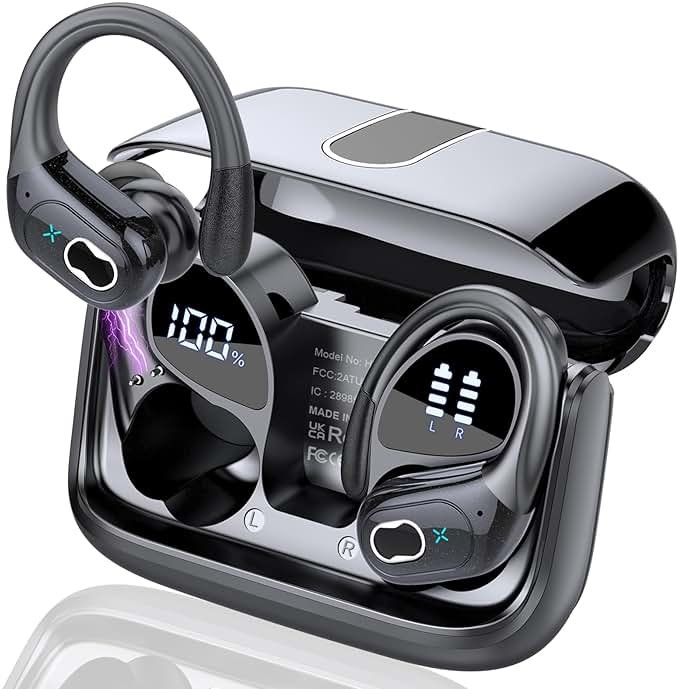 Wireless Earbuds 75hrs Bluetooth 5.4 Headphone Sport, 2025 Bluetooth Earbuds Stereo Deep Bass Over Ear Bud with Earhooks, ENC Noise Cancelling Mic, IPX7 Waterproof Earphone for Workout/Running - Product Image