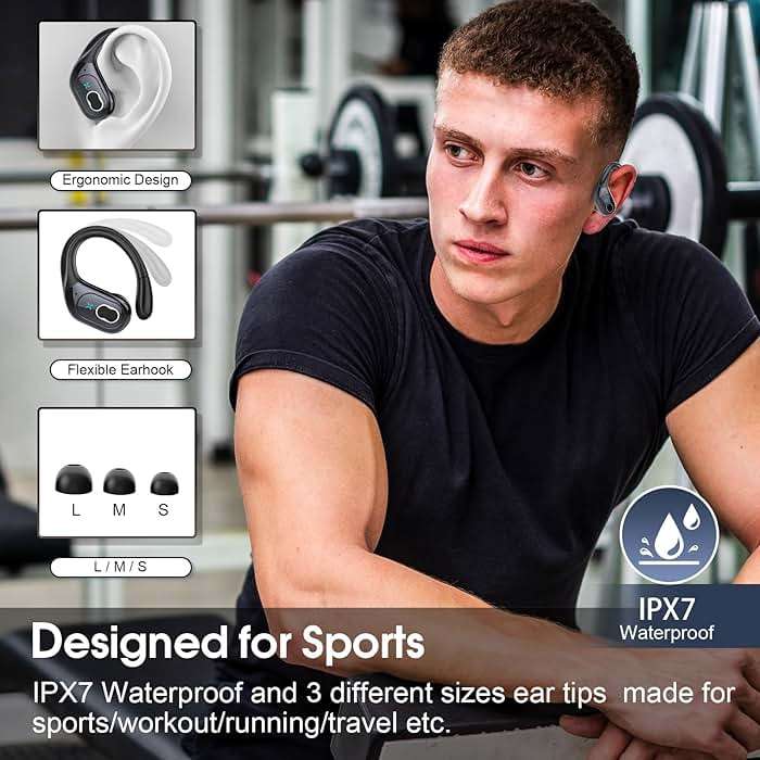 Wireless Earbuds 75hrs Bluetooth 5.4 Headphone Sport, 2025 Bluetooth Earbuds Stereo Deep Bass Over Ear Bud with Earhooks, ENC Noise Cancelling Mic, IPX7 Waterproof Earphone for Workout/Running - Image 2