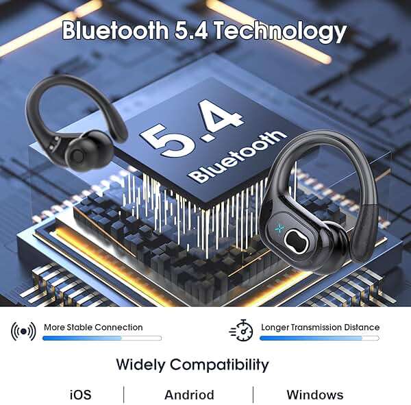Wireless Earbuds 75hrs Bluetooth 5.4 Headphone Sport, 2025 Bluetooth Earbuds Stereo Deep Bass Over Ear Bud with Earhooks, ENC Noise Cancelling Mic, IPX7 Waterproof Earphone for Workout/Running - Image 5