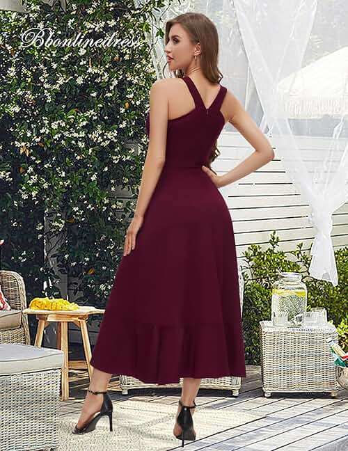 Bbonlinedress Halter Cocktail Women Dresses Prom Formal Wedding Guest Bridesmaid Ruffled Maxi Hi-Lo Evening Party 2026 Dress - Image 4