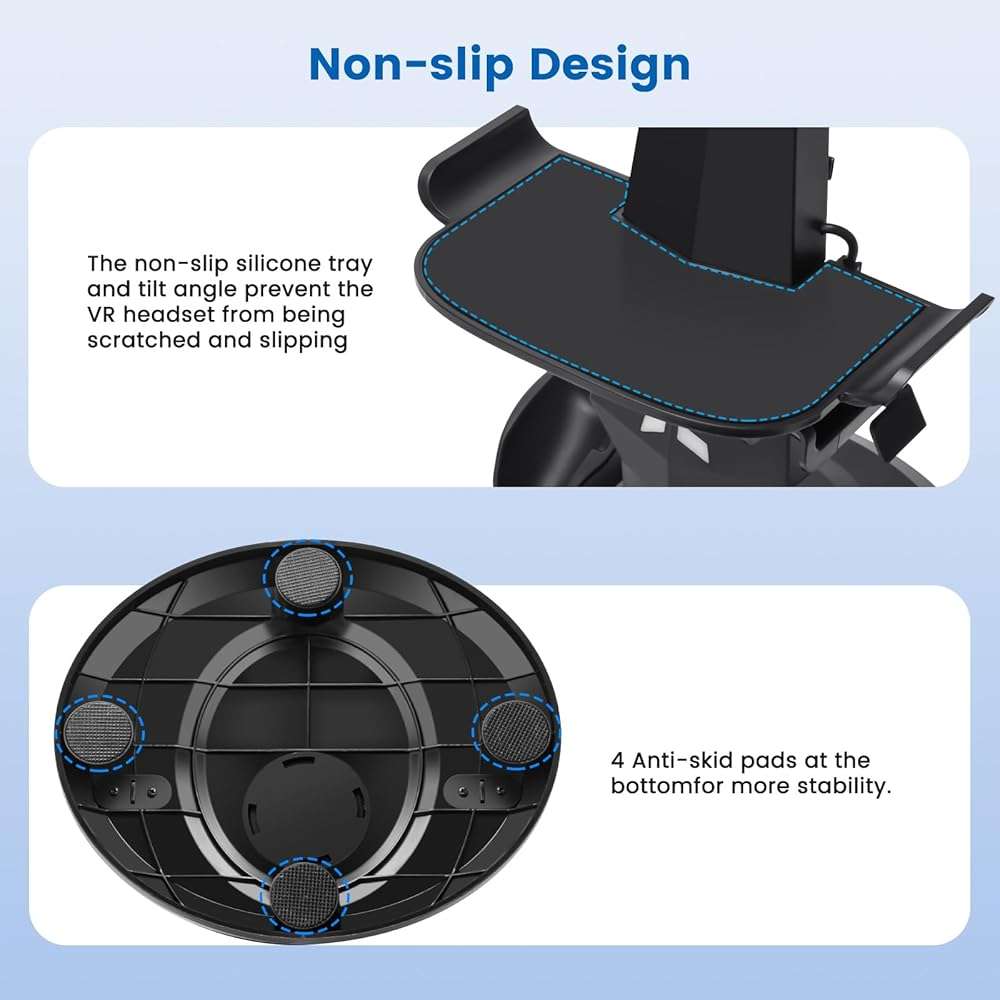 alcopanda VR Headset Charging Dock for Meta Quest 3/Quest 3S/Quest 2, VR Charging Stand for Quest 3 Accessories VR Stand Supports Charging Headset with Type C Cable and fit Controller with Cover - Image 5