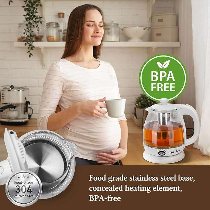 Taylor Swoden Electric Kettle With Tea Infuser, 1L Small Electric Kettle With Keep Warm, LED Light Hot Water Boiler & Heater For Coffee & Tea, Auto Shut-Off & Boil Dry Protection, Bpa Free, White - Image 7
