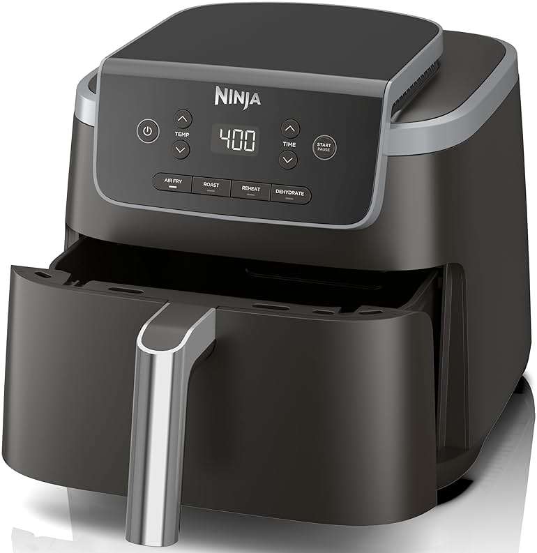 Ninja | Air Fryer | 4-in-1 Pro Air Fry, Roast, Reheat, Dehydrate | 5QT Capacity fits up to 4lbs of French Fries | 400F Max Temp | Nonstick Basket & Crisper Plate | 120V | Grey | AF141 - Image 1