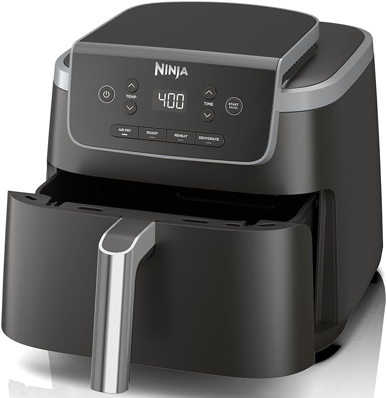 Ninja | Air Fryer | 4-in-1 Pro Air Fry, Roast, Reheat, Dehydrate | 5QT Capacity fits up to 4lbs of French Fries | 400F Max Temp | Nonstick Basket & Crisper Plate | 120V | Grey | AF141 - Product Image