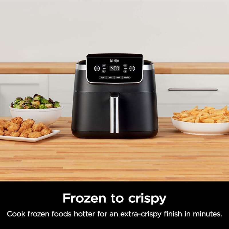 Ninja | Air Fryer | 4-in-1 Pro Air Fry, Roast, Reheat, Dehydrate | 5QT Capacity fits up to 4lbs of French Fries | 400F Max Temp | Nonstick Basket & Crisper Plate | 120V | Grey | AF141 - Image 6
