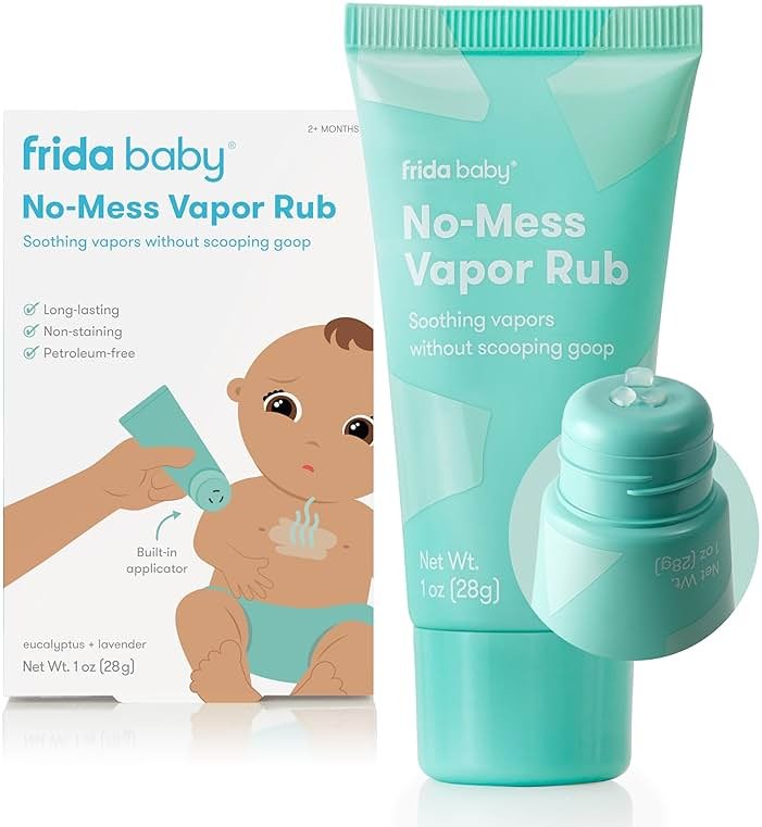 Frida Baby No-Mess Vapor Rub, Baby Vapor Rub for Chest, Neck, Back + Foot, Non-Medicated, Petroleum-Free, Hands-Free Applicator Tube, Non-Staining, Soothing Eucalyptus & Lavender for Sleep - Product Image