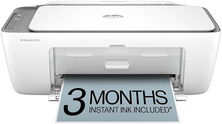 HP DeskJet 2855e Wireless All-in-One Color Inkjet Printer, Scanner, Copier, Best-for-home, 3 month Instant Ink trial included. This printer is only 2.4 ghz capable. (588S5A) - Image 1