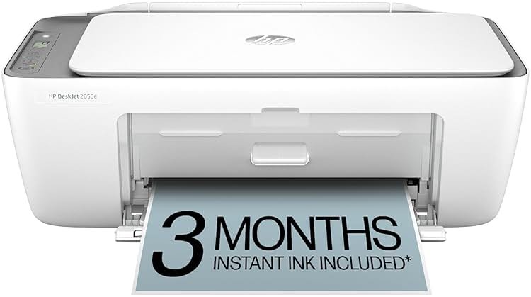 HP DeskJet 2855e Wireless All-in-One Color Inkjet Printer, Scanner, Copier, Best-for-home, 3 month Instant Ink trial included. This printer is only 2.4 ghz capable. (588S5A) - Product Image