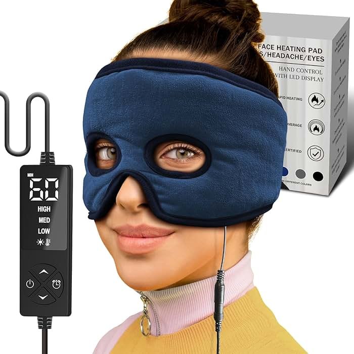 sticro Moist Heat Sinus Mask for Sinus Pressure Relief, 3 Heat & 5 Timer Settings Heated Eye Mask with Eye Holes, Thermo Therapy for Sinusitis, Migraine, Tension Headache, TMJ Relief - Product Image