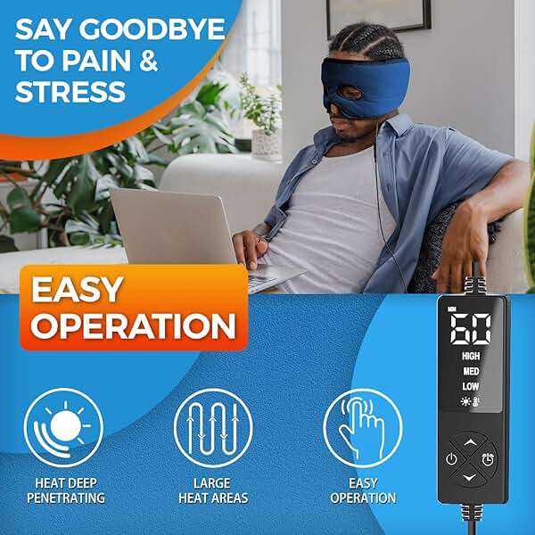 sticro Moist Heat Sinus Mask for Sinus Pressure Relief, 3 Heat & 5 Timer Settings Heated Eye Mask with Eye Holes, Thermo Therapy for Sinusitis, Migraine, Tension Headache, TMJ Relief - Image 7