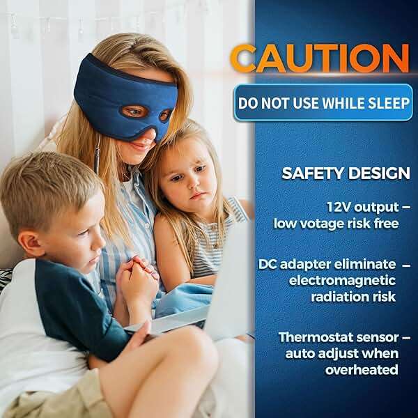 sticro Moist Heat Sinus Mask for Sinus Pressure Relief, 3 Heat & 5 Timer Settings Heated Eye Mask with Eye Holes, Thermo Therapy for Sinusitis, Migraine, Tension Headache, TMJ Relief - Image 8
