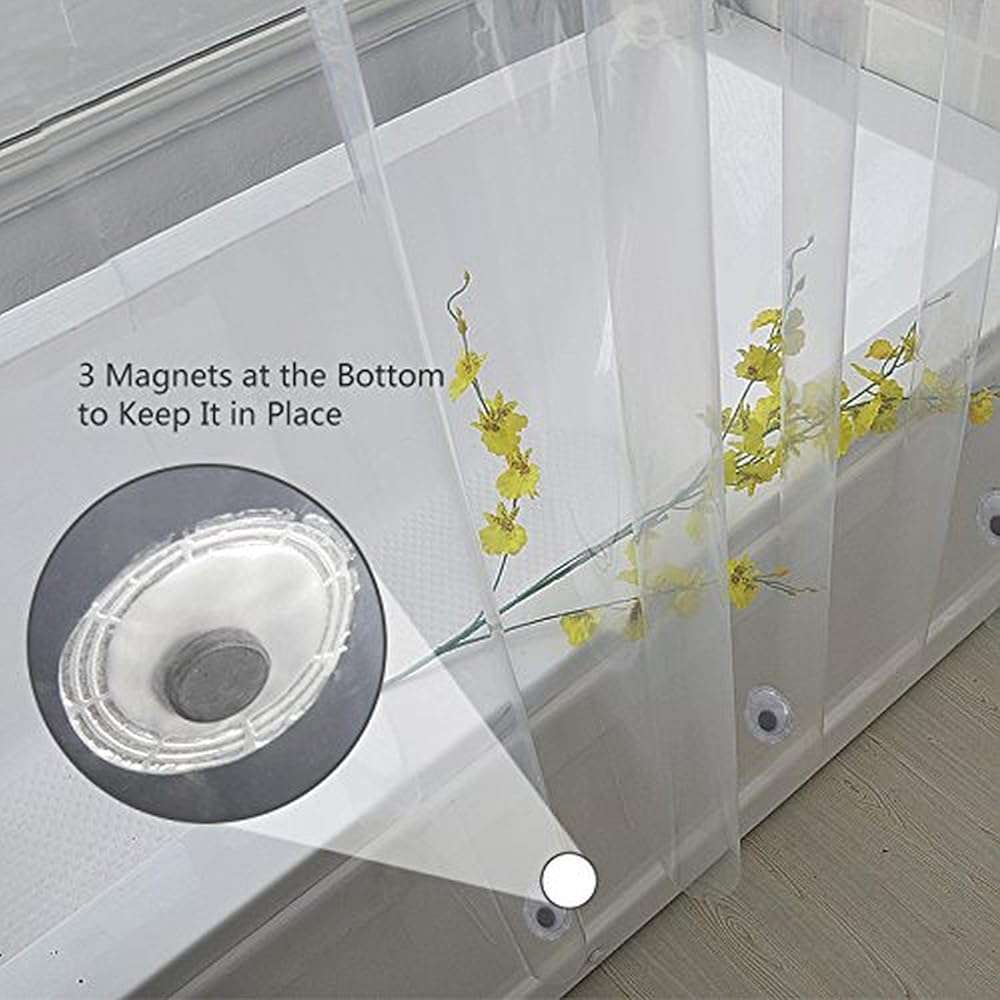 Elegant Comfort Heavy Duty Weight Waterproof Clear Shower Curtain Liner, 72" x 72 inches Long Shower Liner for Bathroom with 3 Bottom Magnets and Rust Proof Grommets - Image 5