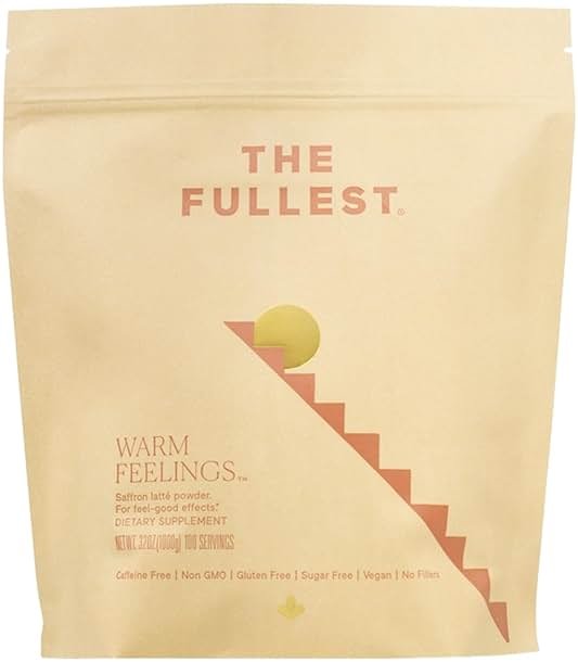 THE FULLEST - Saffron Latte 100 Day Supply - Saffron, Cardamom, and Coconut Based Wellness Powder for Mood and Sleep Support, Sugar-Free, Vegan, and Gluten-Free, 100 Servings - Product Image