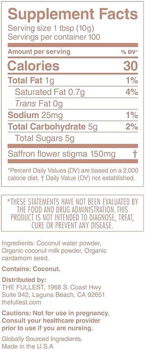 THE FULLEST - Saffron Latte 100 Day Supply - Saffron, Cardamom, and Coconut Based Wellness Powder for Mood and Sleep Support, Sugar-Free, Vegan, and Gluten-Free, 100 Servings - Image 2