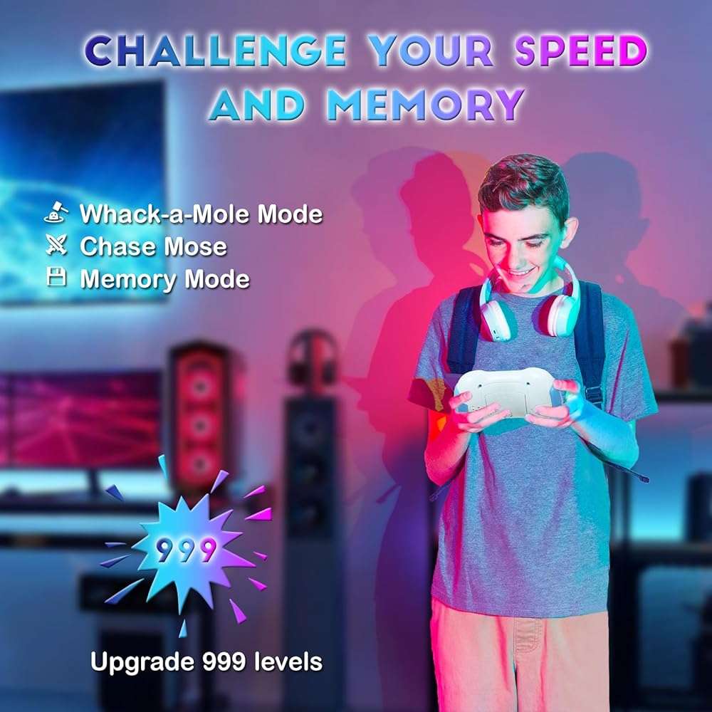 AOTIBO Fast Push Fidget Toys Handle, Flashing Handheld Game for Kids Teens Adults, Electronic Brain & Memory Game, Quick Push Buttons Gamepad, Xmas Birthday Gifts STEM Toys for Boys Girls - Image 4