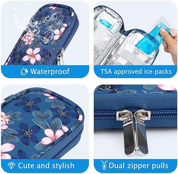 YOUSHARES Insulin Cooler Travel Case - TSA Approved for Ozempic, Mounjaro Injection Pen, Diabetic Medication Cooling Bag for Zepbound, Refrigerated Diabetes Storage Kit with 2 Ice Pack - Image 4