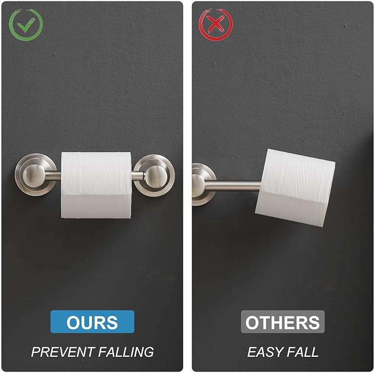 RUMOSE Toilet Paper Holder and Hand Towel Ring Brushed Nickel Wall Mount Bathroom Hardware Accessories 2 PCS Set Flexible Pivoting Toilet Tissue Roll Holder and Towel Hanger, Stainless Steel - Image 6