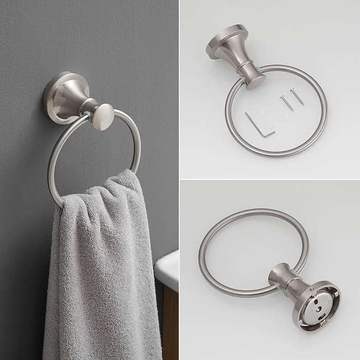 RUMOSE Toilet Paper Holder and Hand Towel Ring Brushed Nickel Wall Mount Bathroom Hardware Accessories 2 PCS Set Flexible Pivoting Toilet Tissue Roll Holder and Towel Hanger, Stainless Steel - Image 7