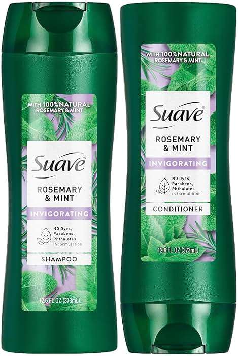Suave Rosemary & Mint Shampoo and Conditioner, Invigorating – Frizz Control, Soft, Shiny Hair Products for Women & Men, 12.6 Oz Ea - Image 1