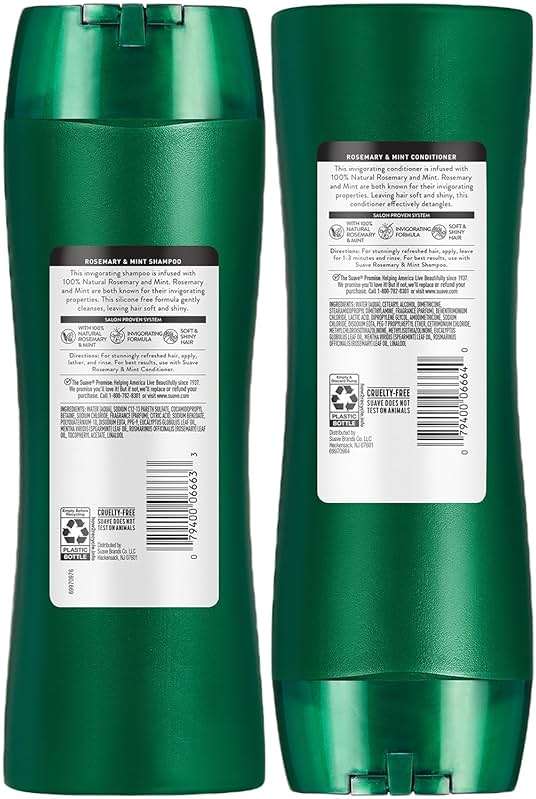 Suave Rosemary & Mint Shampoo and Conditioner, Invigorating – Frizz Control, Soft, Shiny Hair Products for Women & Men, 12.6 Oz Ea - Image 9
