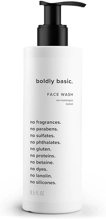 Boldly Basic Fragrance Free Face Wash - Gentle Facial Cleanser on Sensitive Skin - Unscented - Dermatologist Tested - No Sulfates, Parabens or Gluten - Non Comedogenic and Hypoallergenic - Product Image