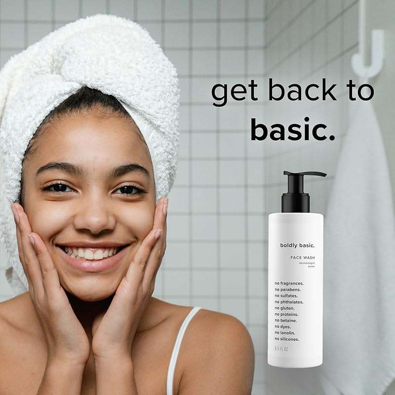 Boldly Basic Fragrance Free Face Wash - Gentle Facial Cleanser on Sensitive Skin - Unscented - Dermatologist Tested - No Sulfates, Parabens or Gluten - Non Comedogenic and Hypoallergenic - Image 4