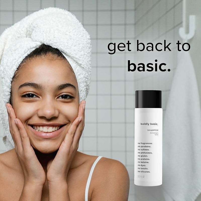 Boldly Basic Fragrance Free Shampoo - Gentle on Sensitive Skin and Hair - Unscented - Dermatologist Tested - No Sulfates, Parabens or Gluten - Non Comedogenic and Hypoallergenic - Image 4