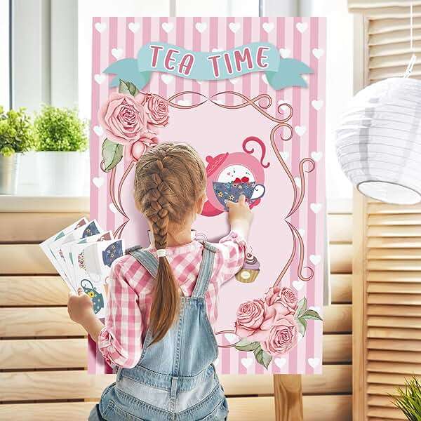 Hxezoc Tea Party Games: Pin The Tea Cup With 24 Pcs Stickers, Large Games Poster for Girls' Birthday Party - Image 8