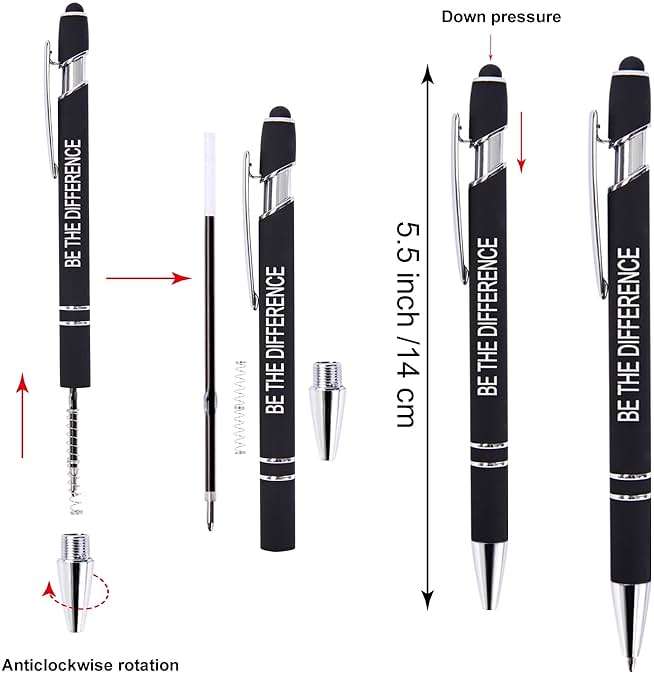 Actsun Funny Pens - 12 Pack Fine Point Smooth Writing Pens with Inspirational Tips, Black Ink, Touch Stylus Screens, Motivational Gift for Office & Desk Accessories - Image 2