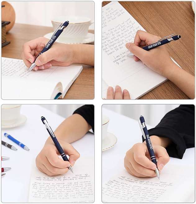 Actsun Funny Pens - 12 Pack Fine Point Smooth Writing Pens with Inspirational Tips, Black Ink, Touch Stylus Screens, Motivational Gift for Office & Desk Accessories - Image 4