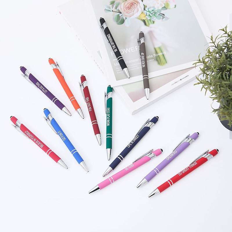 Actsun Funny Pens - 12 Pack Fine Point Smooth Writing Pens with Inspirational Tips, Black Ink, Touch Stylus Screens, Motivational Gift for Office & Desk Accessories - Image 6