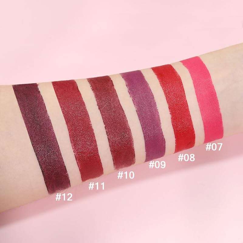 evpct 6Pcs Pink Dark Ruby Wine Red Plum Purple Matte Lipstick Sets for Women Velvet Lipstick Long Lasting Waterproof 24 Hours Lip Stick Stain Makeup Gift Set labiales mate 24 horas originales B - Image 5